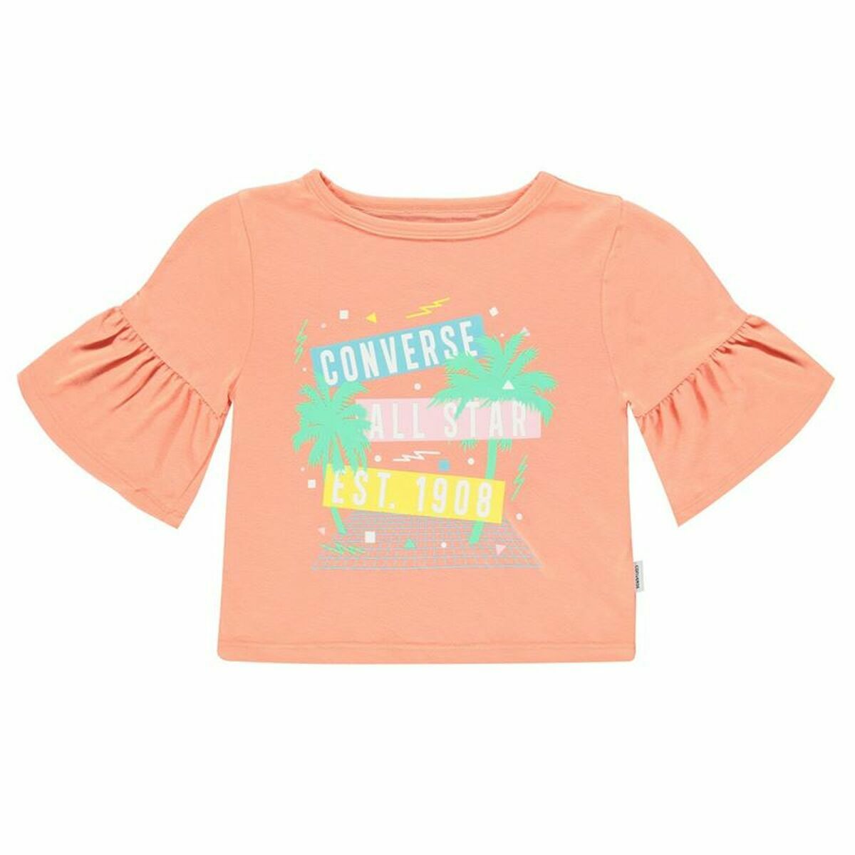 Camiseta de Manga Corta Infantil Converse  Ruffle  Salmón