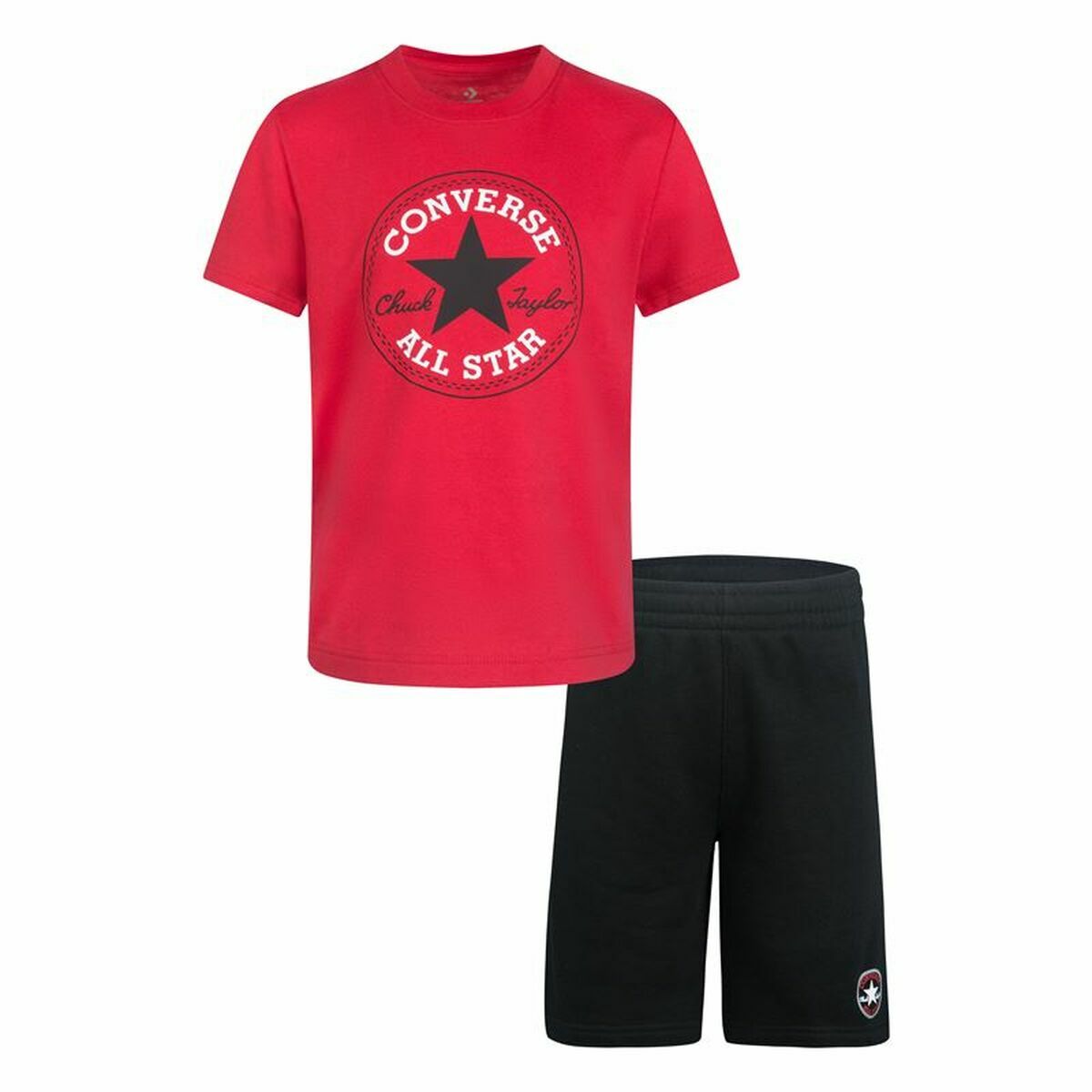 Conjunto Deportivo para Niños Converse Core Tee Ft Short Negro Magenta