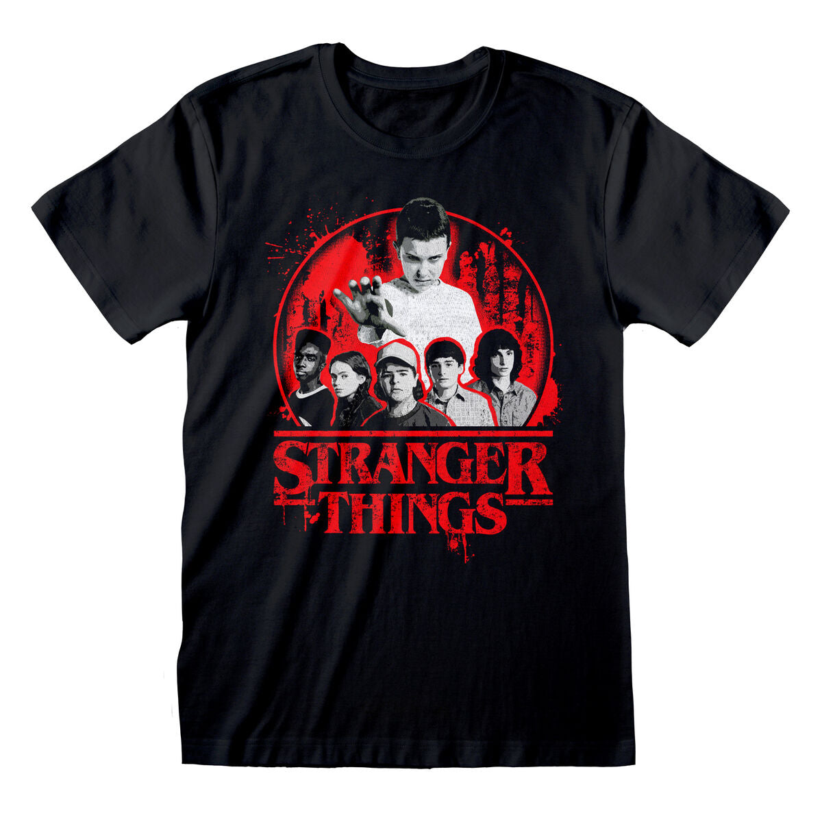 Camiseta de Manga Corta Stranger Things Circle Logo Negro Unisex