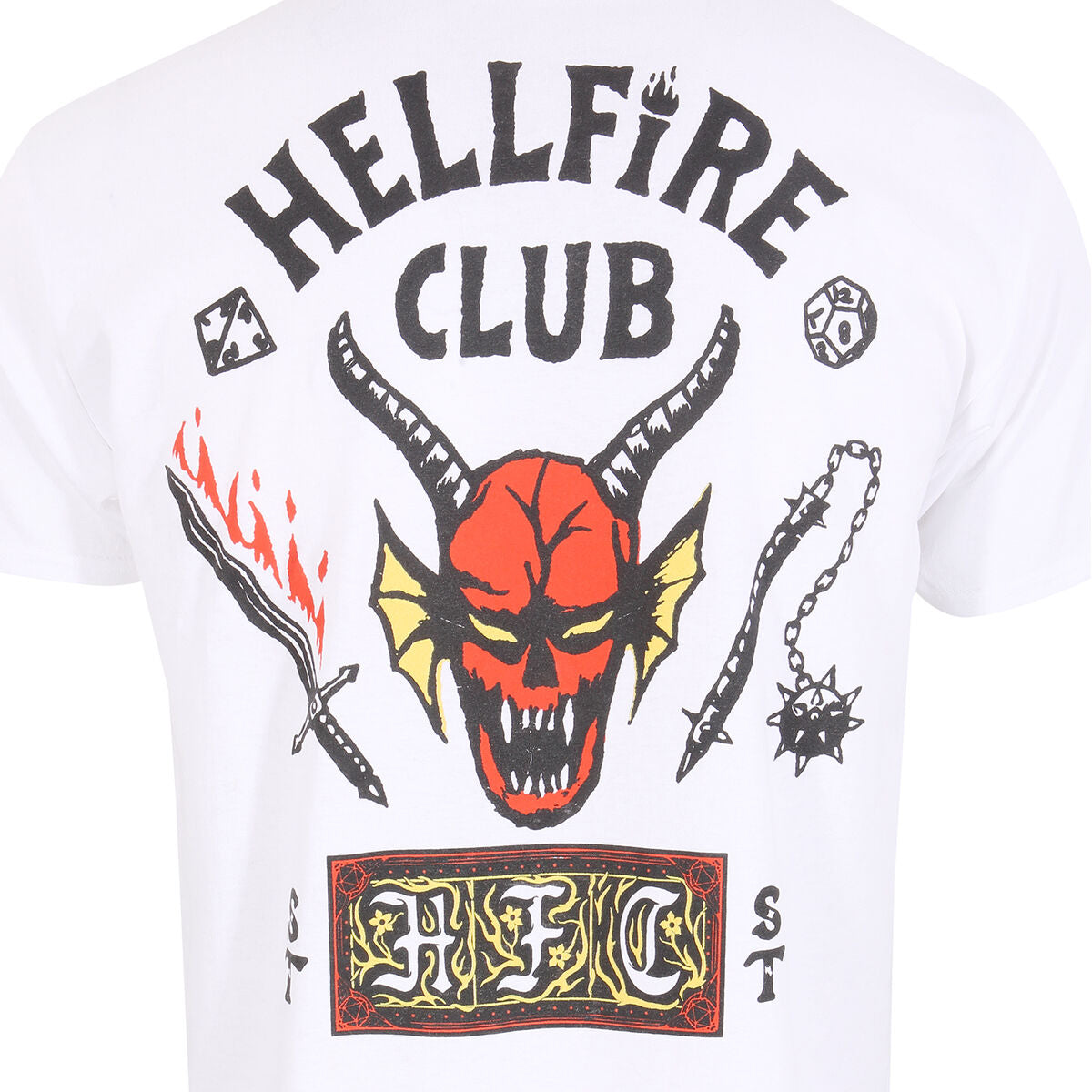 Camiseta de Manga Corta Stranger Things Helfire Club Blanco Unisex