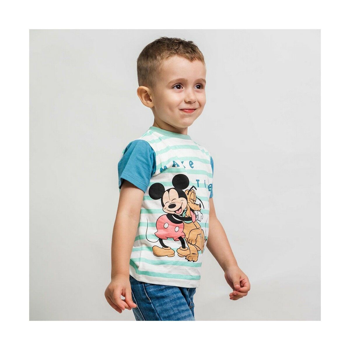 Camiseta de Manga Corta Mickey Mouse Multicolor Infantil