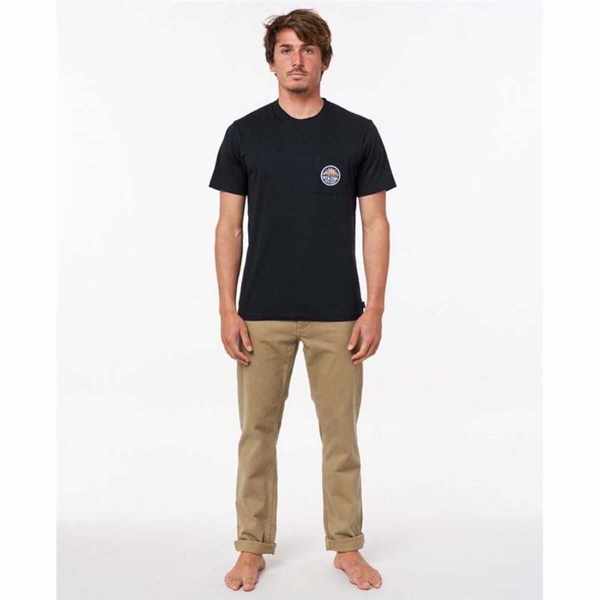 Camiseta de Manga Corta Hombre Rip Curl Horizon Badge Negro Hombre